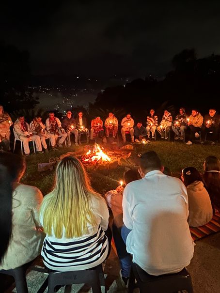 The fire circle at night
